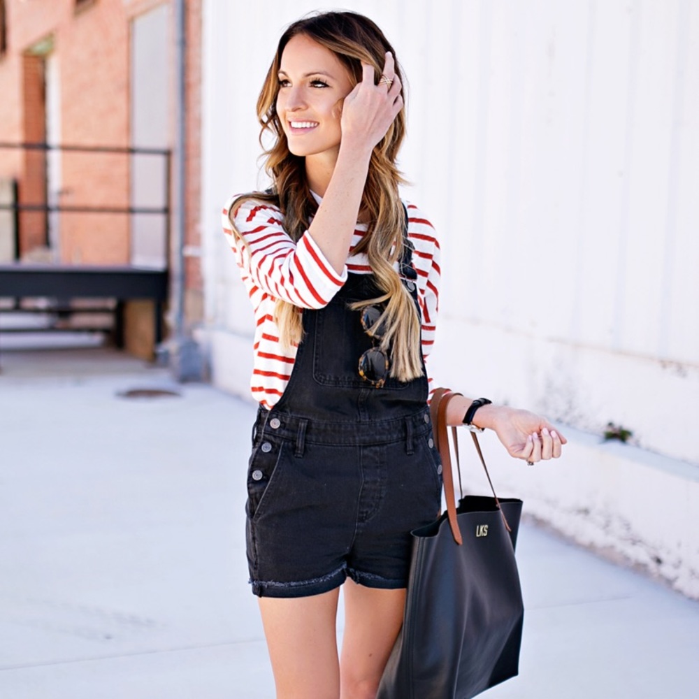 Madewell Black Denim Overall Shorts